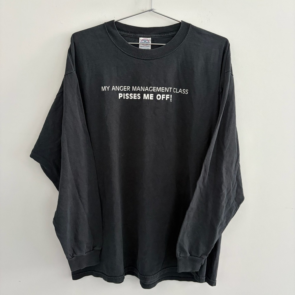 Delta Magnum Weight Anger Management Long Sleeve Shirt Black XL Funny Graphic